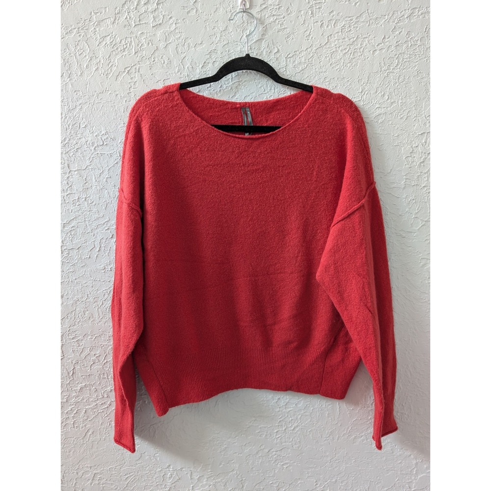 Anthropologie Sweater Women XS Wool Blend Red Drop Shoulder Back Seam Pullover
